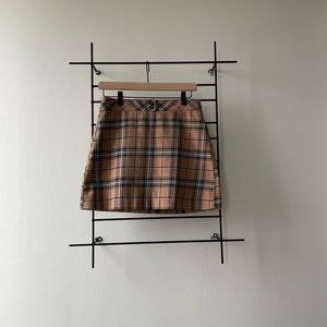 Express tan check skirt